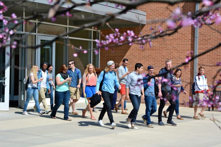 Students walking